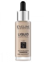 EVELINE Жидкая тональная основа LIQUID CONTROL №030 - SAND BEIGE 32мл 