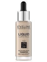 EVELINE Жидкая тональная основа LIQUID CONTROL №010 - LIGHT BEIGE 32мл 