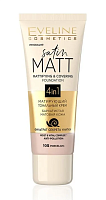 EVELINE Тональный крем SATIN MATT Матирующий  №105 PORCELAIN, 30мл