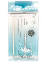 ZINGER Набор SIS-29-1-D деревянная палочка+ ножницы маникюрные+пинцет